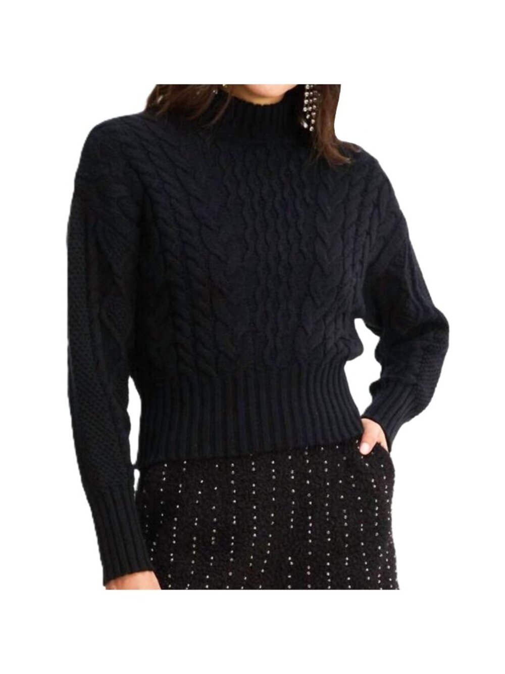 Allison New York Rylee Knit Sweater in Black Size Small New